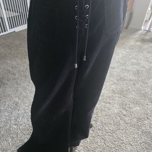 Alice McCall Black Lace-Up Corduroy Trousers